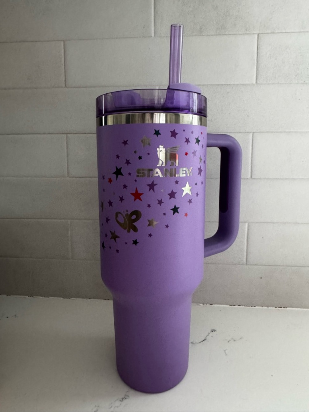 Olivia Rodrigo Stanley Purple Star/Butterfly Travel Tumbler with Straw 40oz